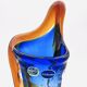 Large stretched glass sculpture vase from Bohemia – Cobalt blue, Amber