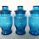 Ensemble de 6 bocaux en verre bleu
