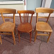 Set of 16 mismatched wooden bistro chairs - vintage - luterma