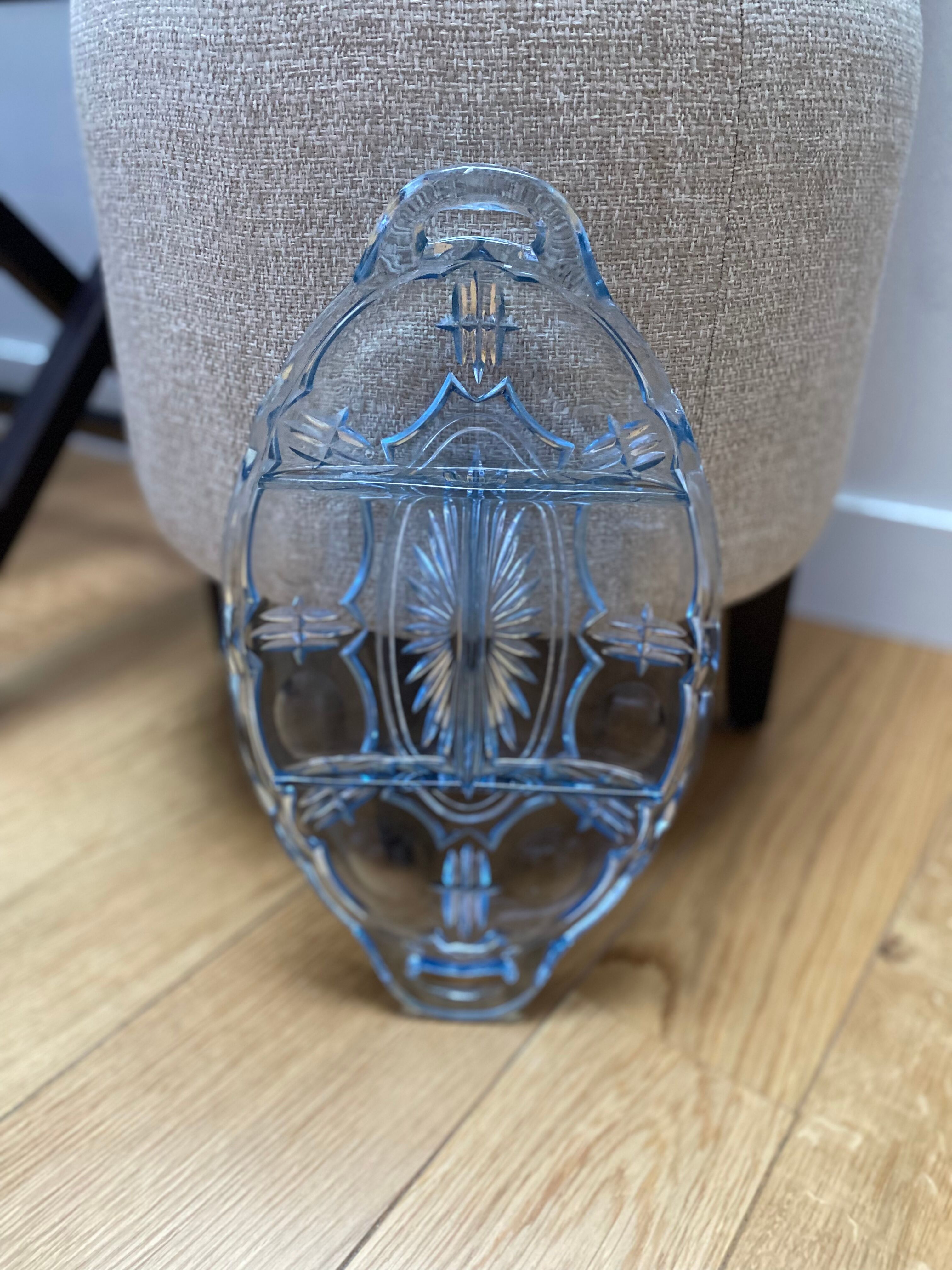 Dish servant aperitif blue glass art deco