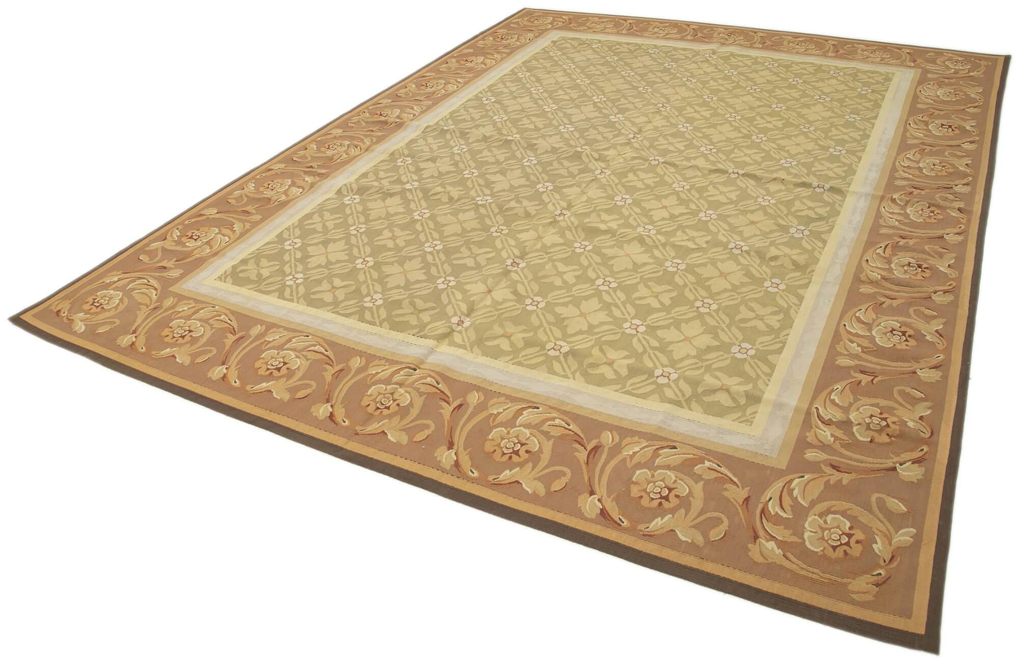 Handmade European Vintage Aubusson Kilim 260 cm x 363 cm