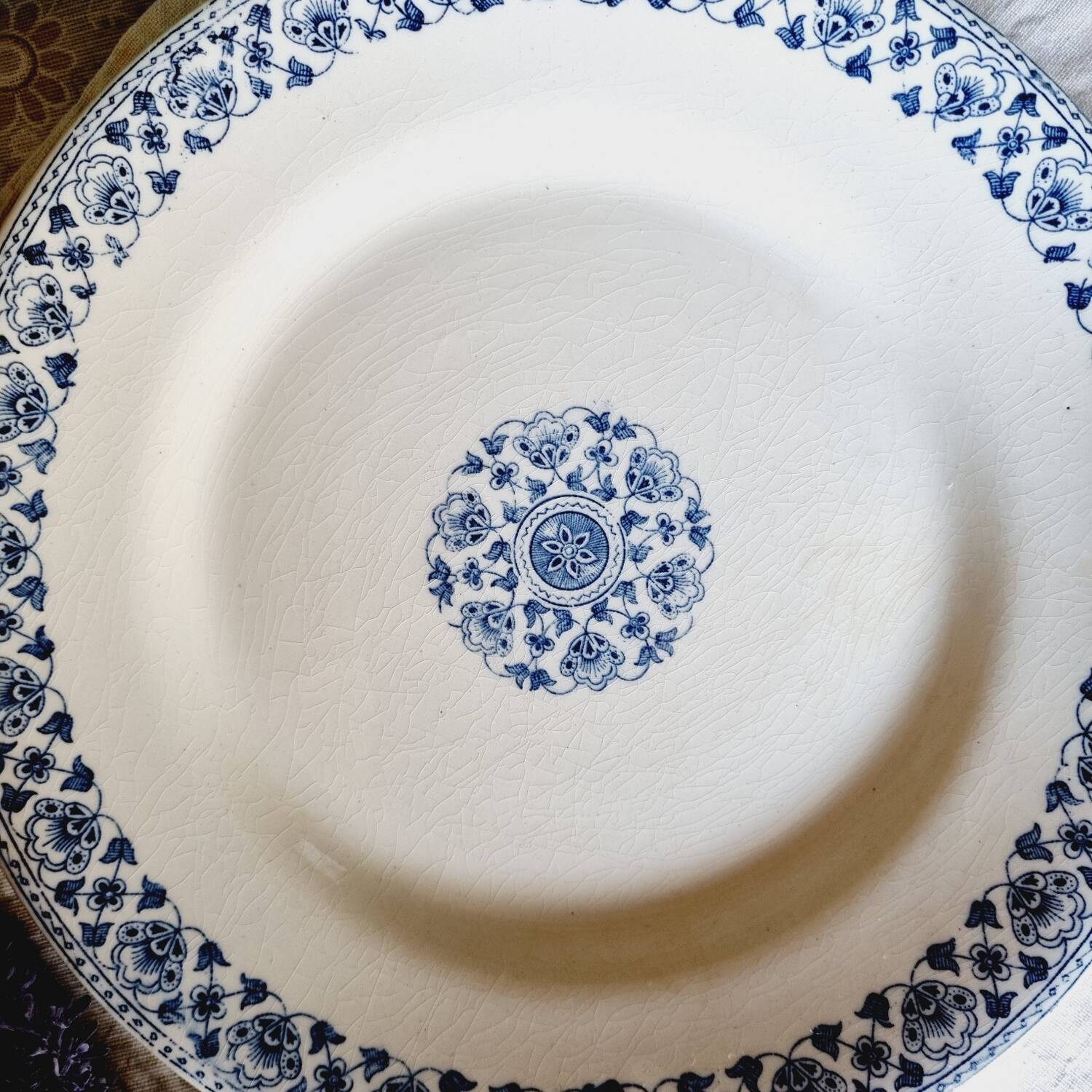 Lot de 6 assiettes plates terre de fer dépareillées