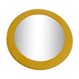 Round wall mounted mirror in yellow plastic 1970