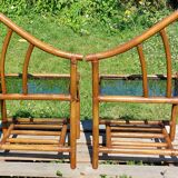 Pair of rattan and bamboo bedside tables