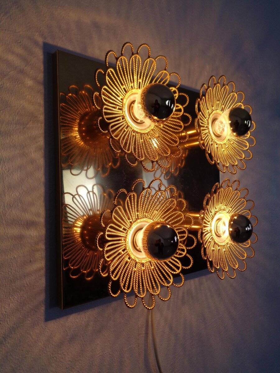 Space Age JBS Brass Sconce by Joseph Brumberg, 1960s