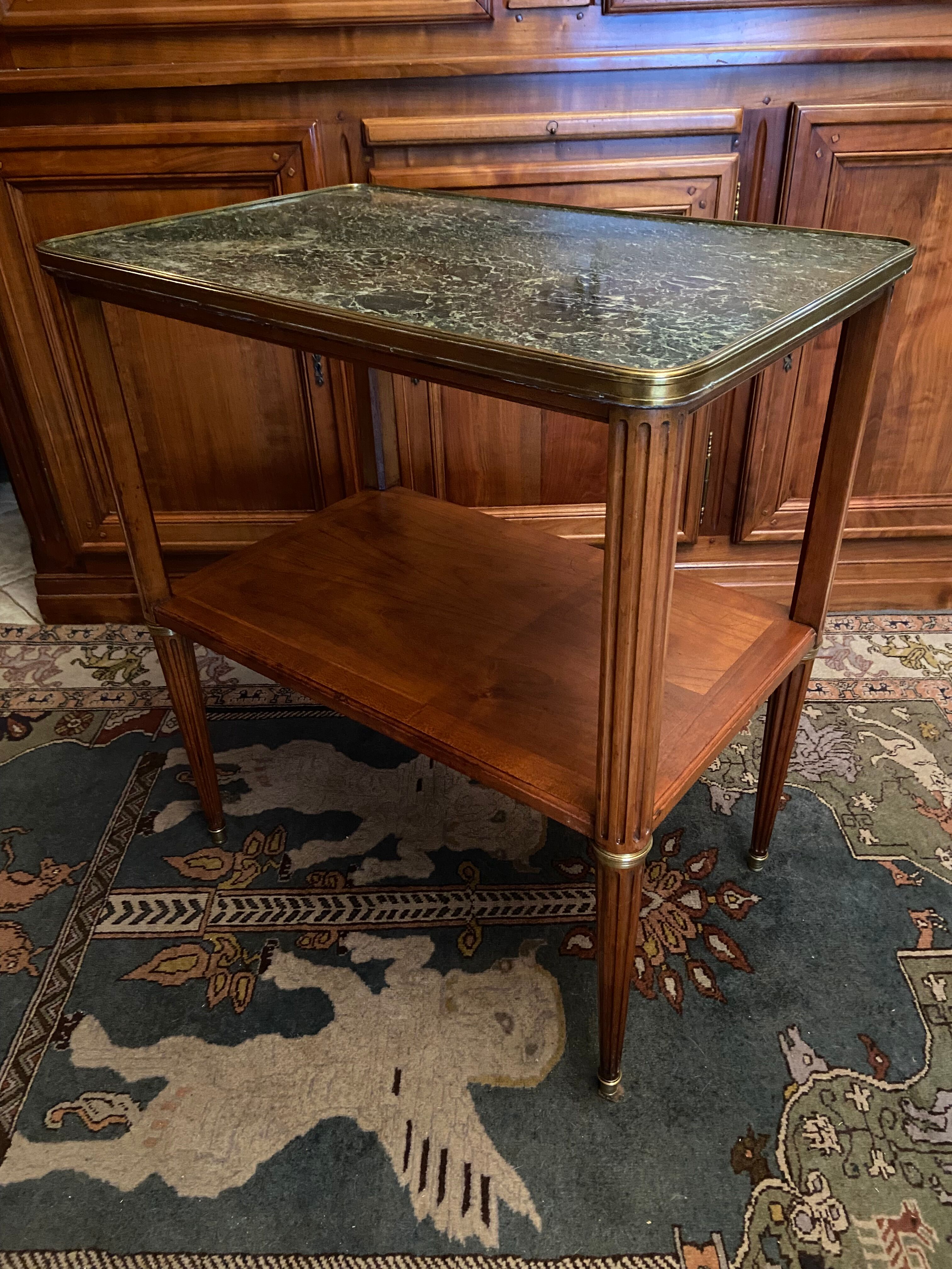 Servant table served back of sofa console end of sofa walnut marble green Louis XVI