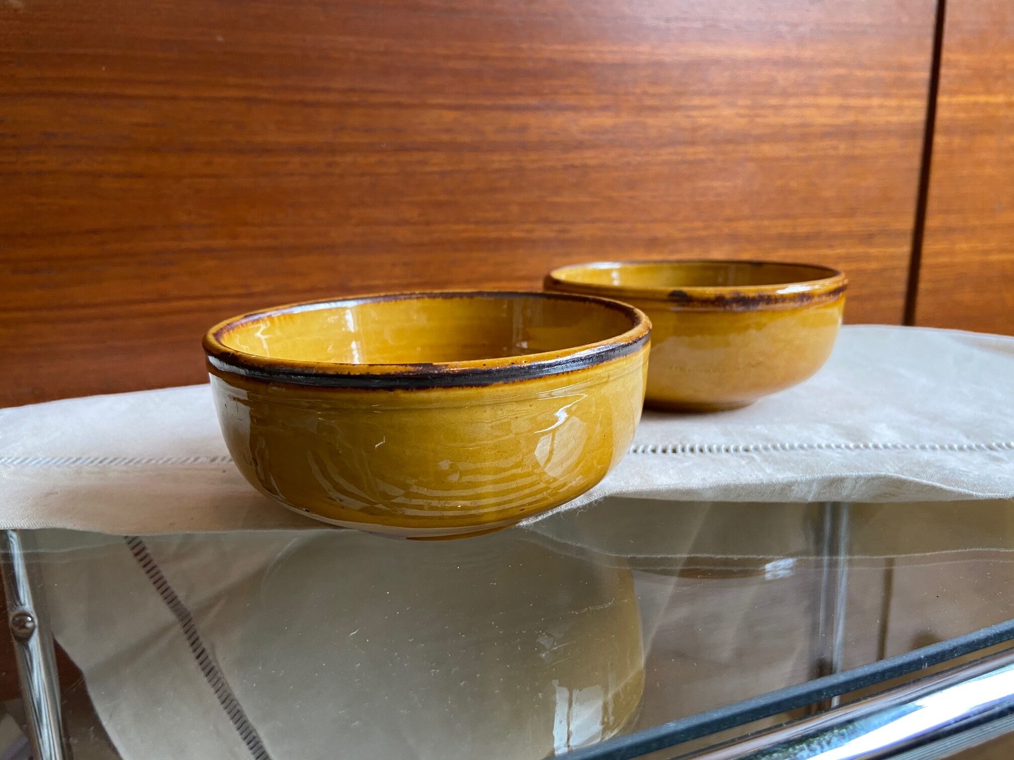 Pair of enamelled bowls Vallauris