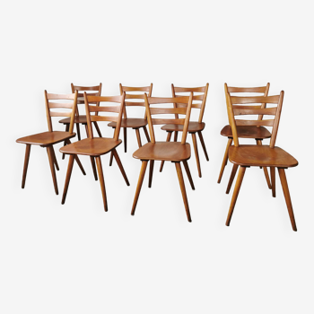 Set de 8 chaises auberge vintage 1960