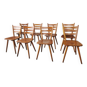 Set de 8 chaises auberge vintage 1960