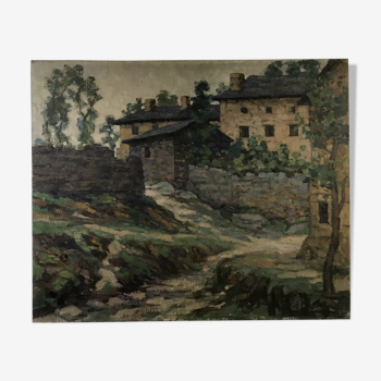 Tableau ancien paysage d’Auvergne , signé Gabriel Moiselet XX siècle
