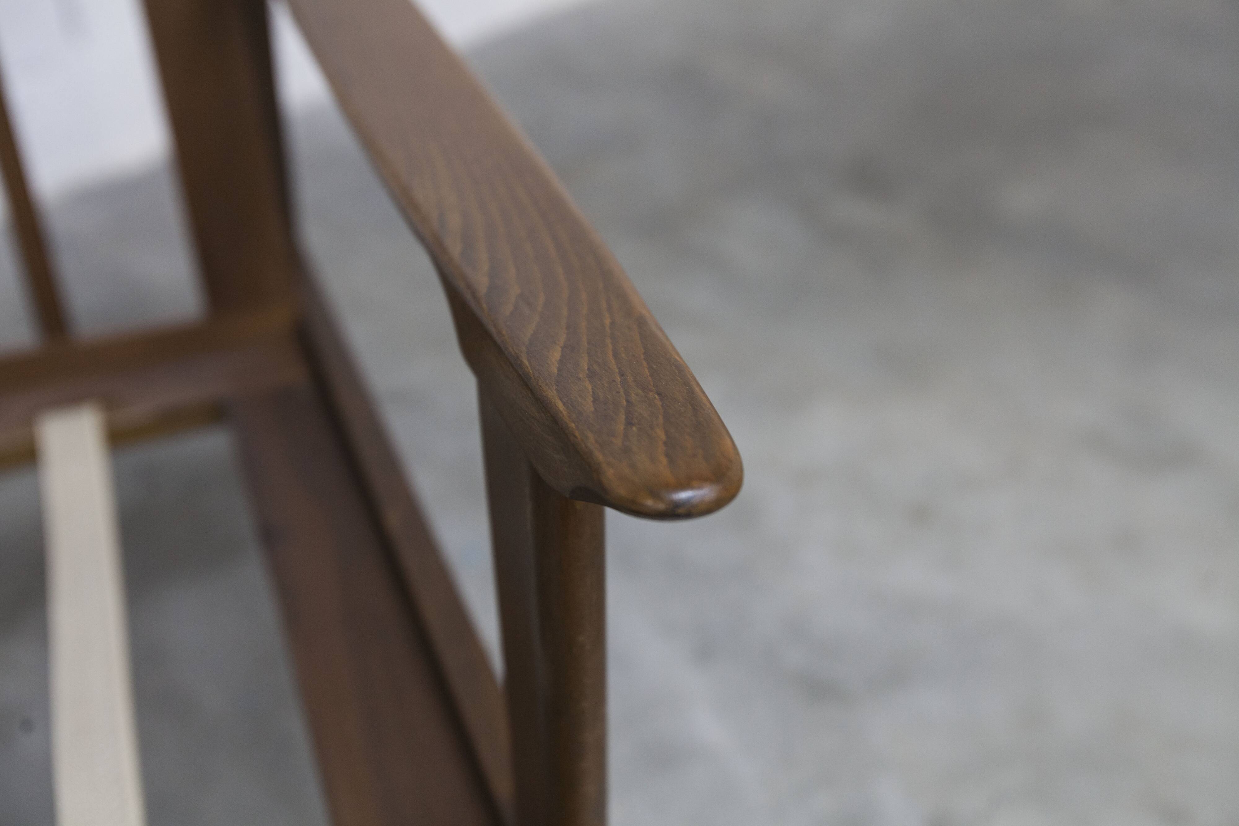 Scandinavian teak armchair, 1960s, demountable, with tartan fabric