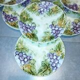 Set of 12 antique earthenware plates in slip with grapes and vines