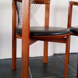 Niels Jorgen Haugesen String wood and leather chairs for Tranekaer, Denmark