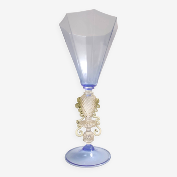 Gobelet en verre de Murano « Tipetto » Verre soufflé octogonal bleu clair, Italie