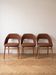 Set of 3 vintage 1960s chairs in wood and brown fabric.