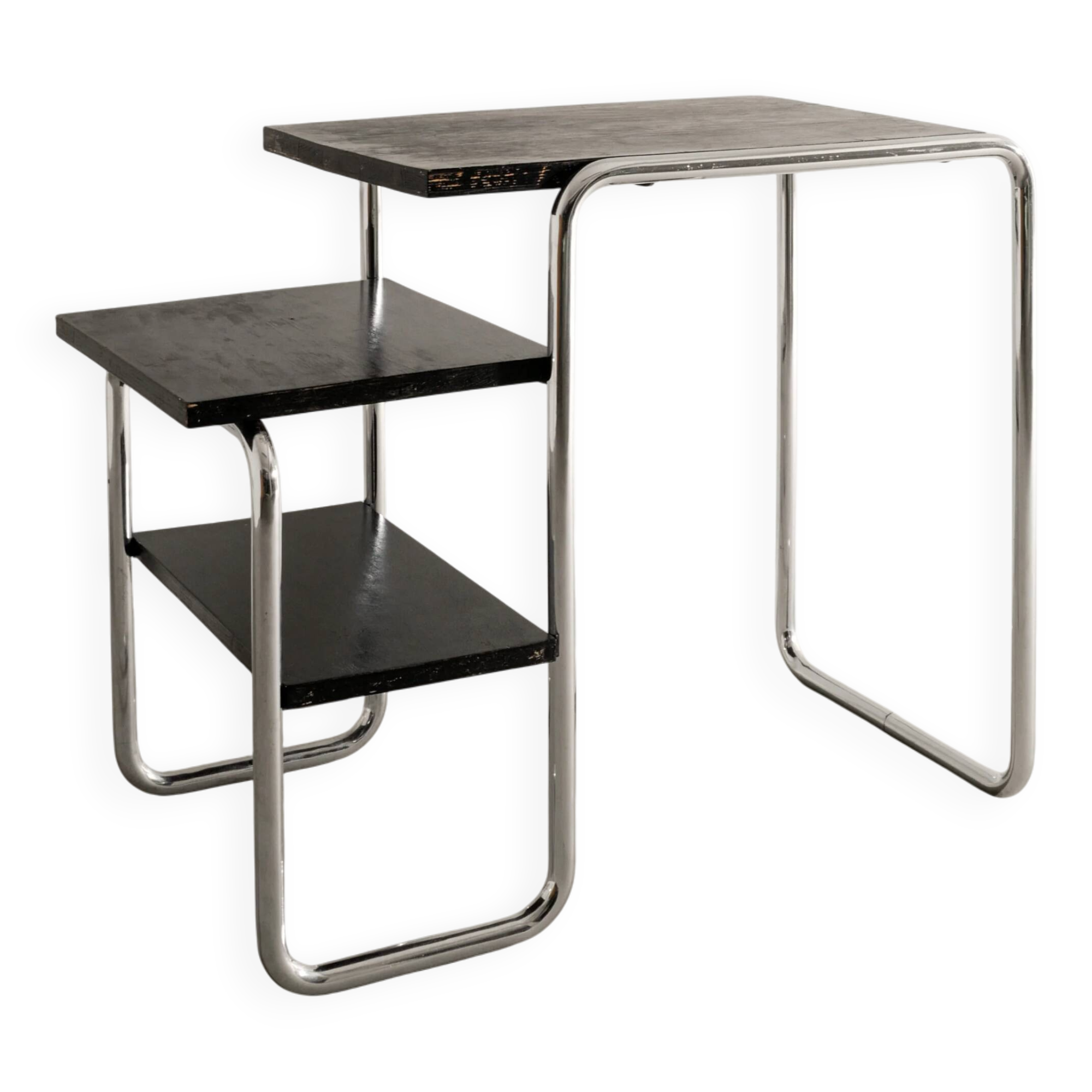 Vintage Bauhaus Wood & Steel "B21" Desk Side Table by Marcel Breuer, 1930s