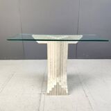 Vintage travertine console table in the manner of Carlo Scarpa , 1970s