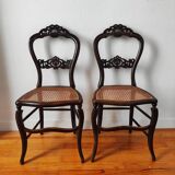 Pair of old Napoleon III chairs, new canework