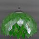 Lampe palmier en bronze argenté et abat-jour feuillage en vitrail vert, Art Nouveau, 1900