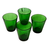 4 glasses 15 cl retro emerald green tempered glass france