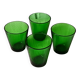 4 glasses 15 cl retro emerald green tempered glass france