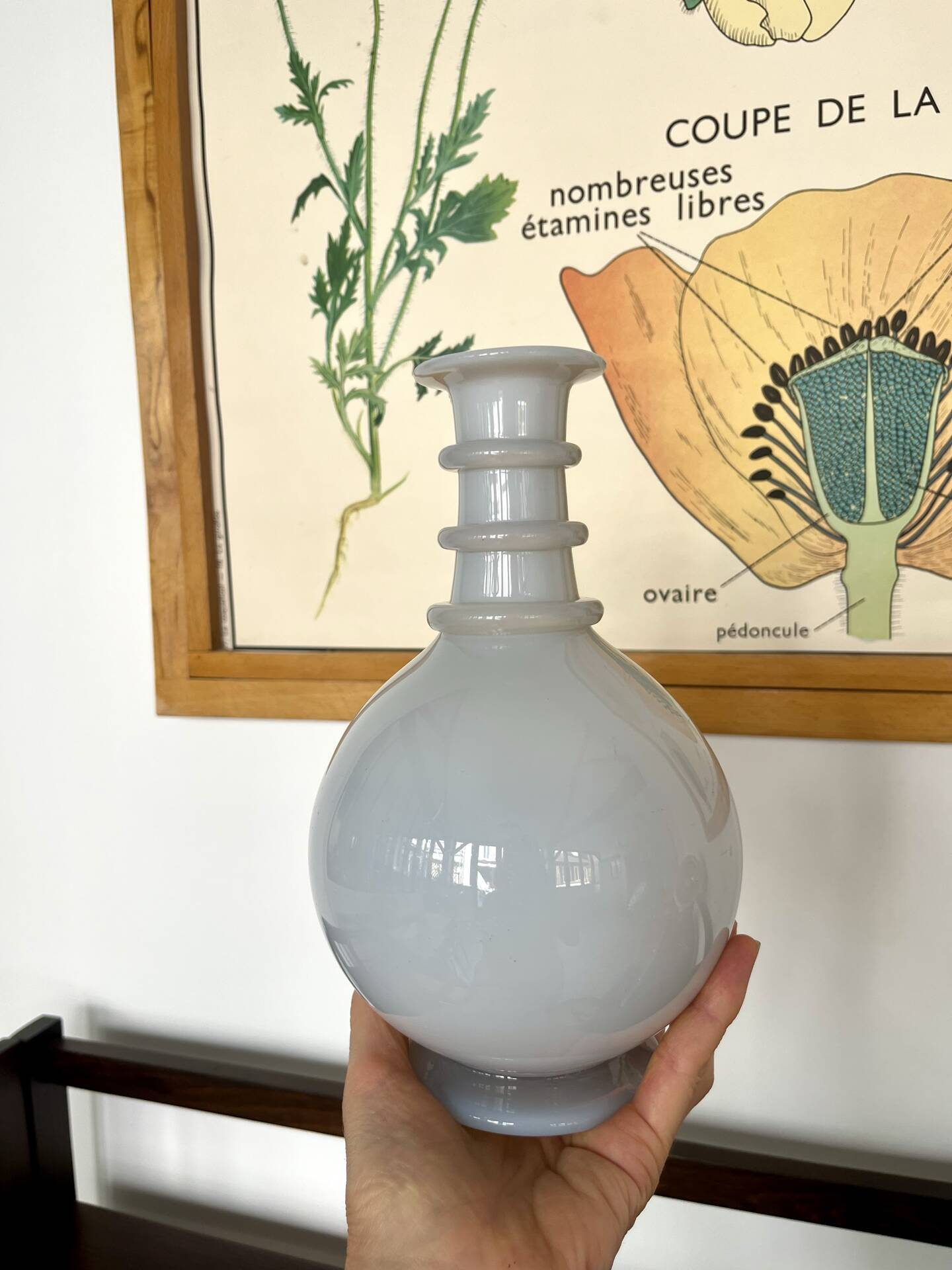 Opaline glass carafe vase Charles X