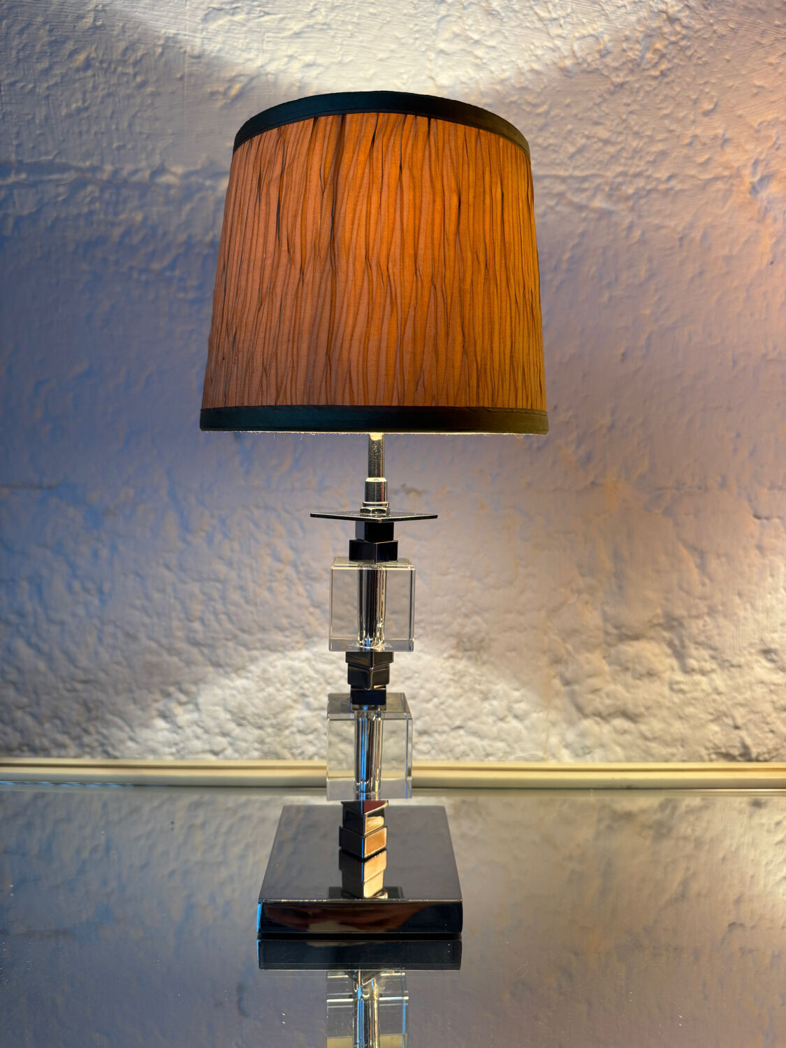 Art Deco lamp in chrome and crystal