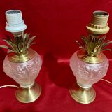 Pair of glass and brass lamp bases, "Maison Le Dauphin", "Daumes" model, 1980s