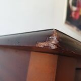 Mahogany desk with 1 drawer and beech legs