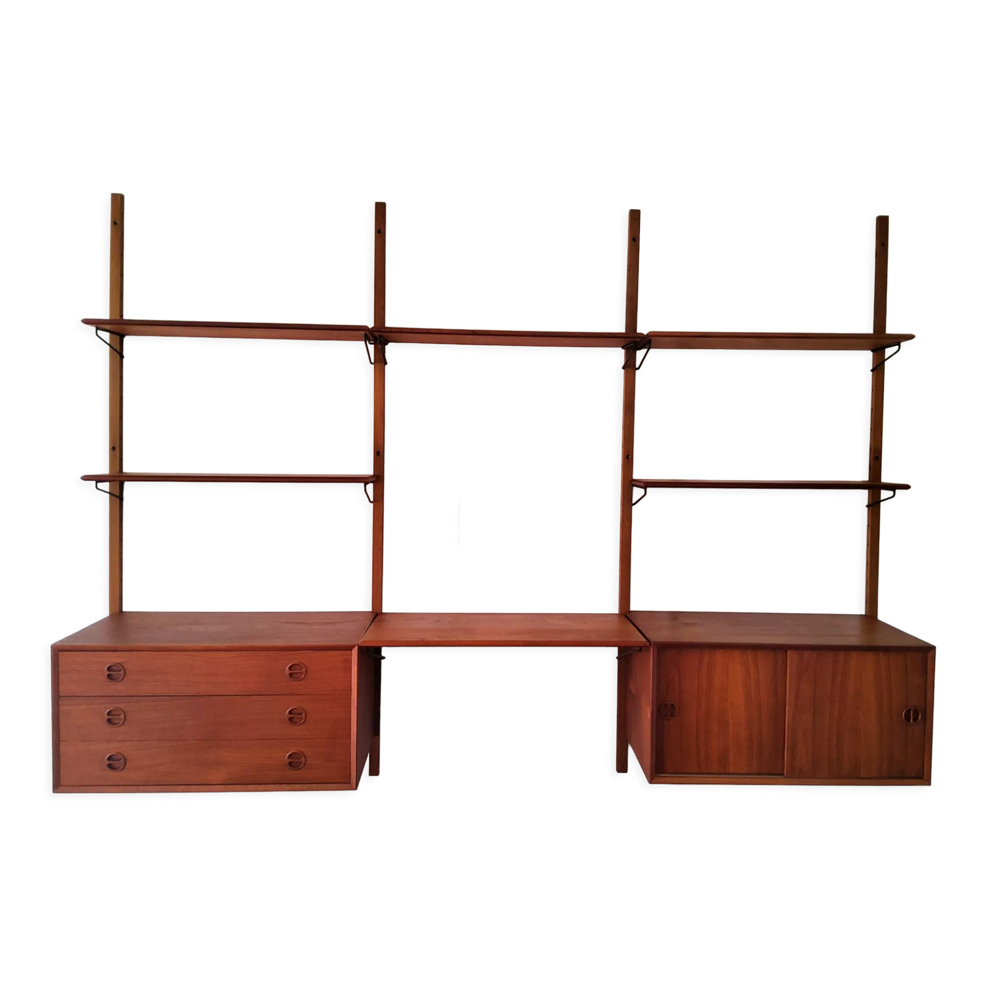 Danish vintage modular wall shelf, 1960