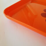 Orange plastic tray Altuglas injected flower seventies 70s vintage