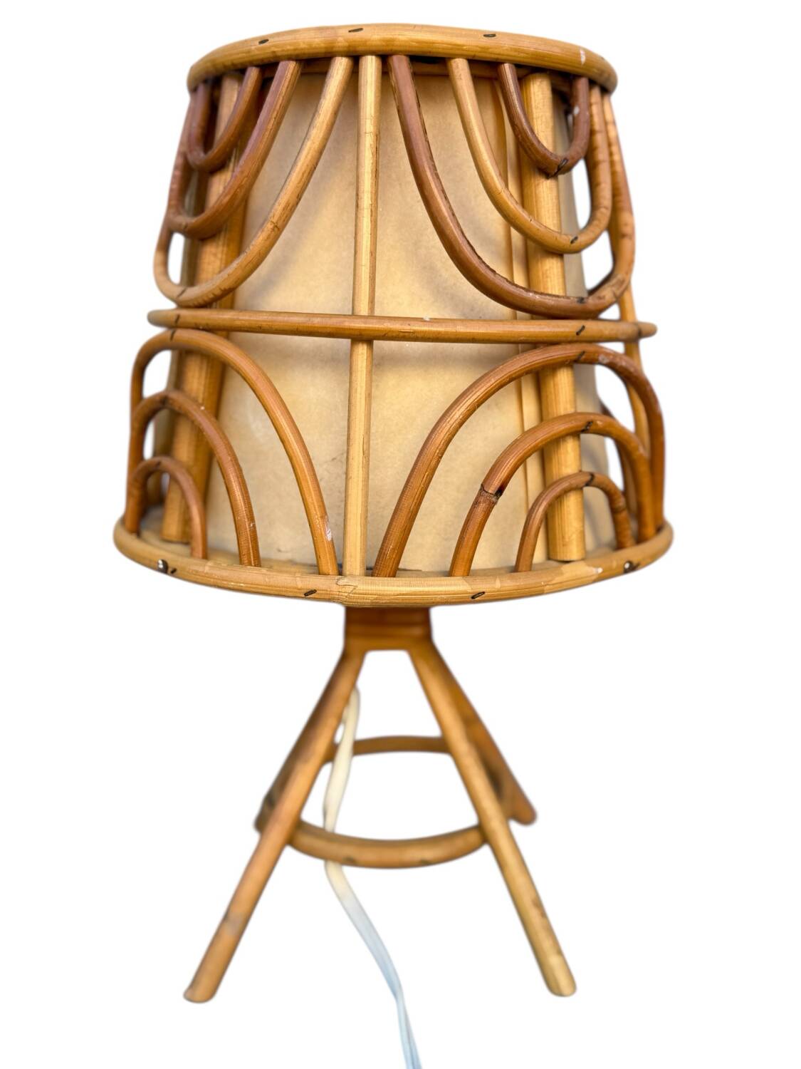 Set of 3 rattan lamps from the 1960s France