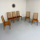 Lot de 6 chaises en hêtre massif vintage bois bicolore design annee 60