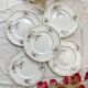 5 Assiettes plates vintage en porcelaine Longchamp Chantilly - Motif oiseau