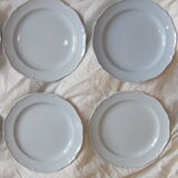 Montereau 6 plates faience fine white pearl restoration before 1819 hollow mark