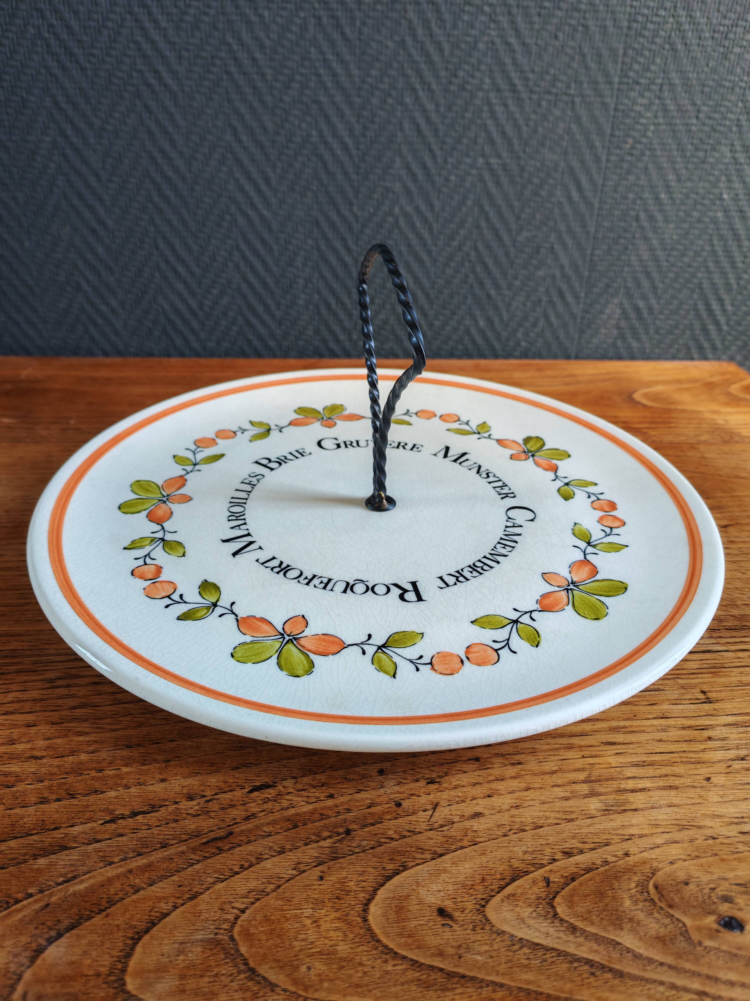 Vintage Cheese Plate Gien France Handmade decor My Kitchen