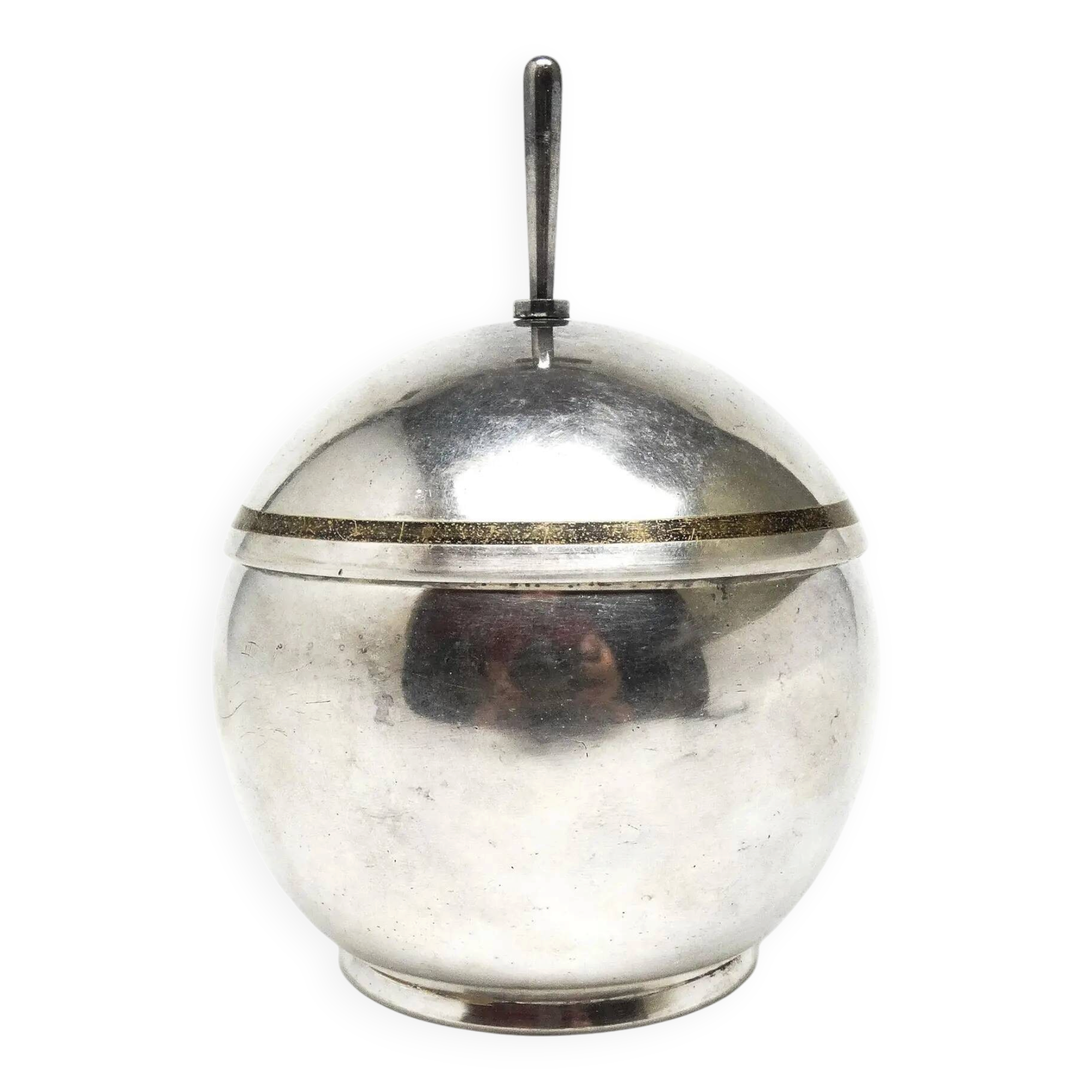 Art Deco sugar bowl, silver-plated brass, WMF, Poland, 1930s