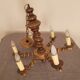 6-branched wooden chandelier from the 60s