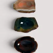 1970s Italian Agate Ashtrays/ Vide-Poche, Set of Three Natural Stone Trays