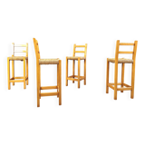 Vintage oak and papercord bar stools, 1960s