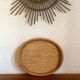 Oval tray made of rattan and bamboo from the 1970s