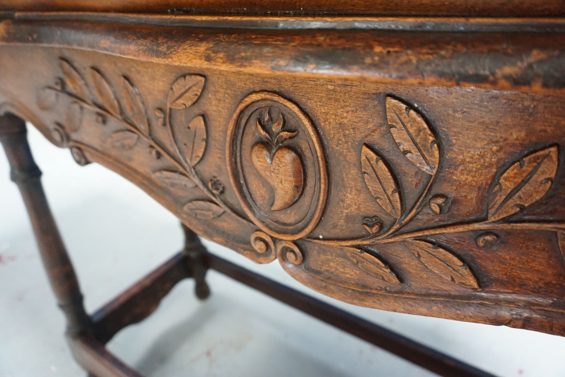 French Louis XV sideboard in carved walnut petrin dough box from provence