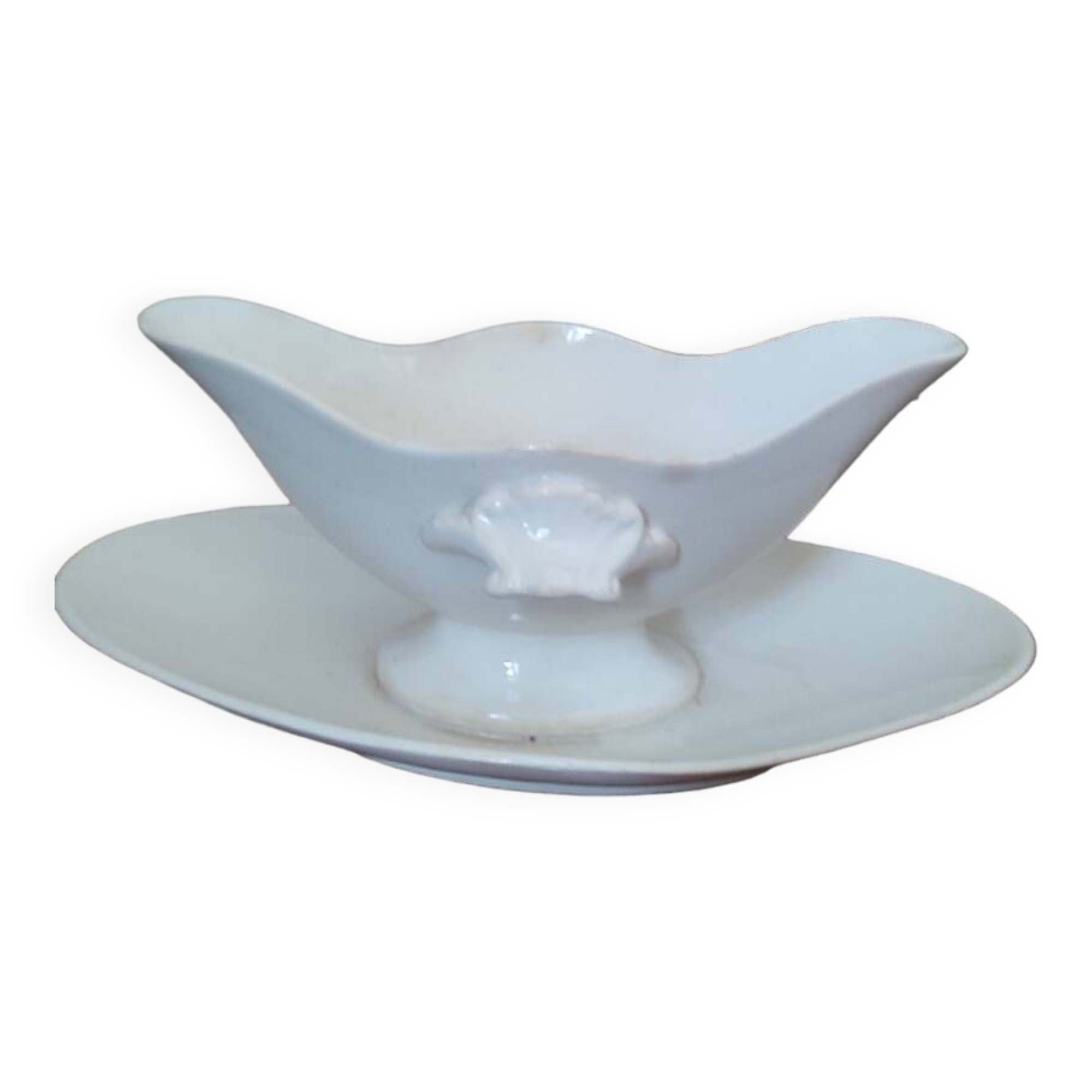 Gien opaque white porcelain gravy boat