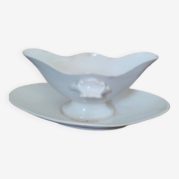 Gien opaque white porcelain gravy boat