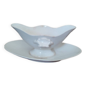 Gien opaque white porcelain gravy boat