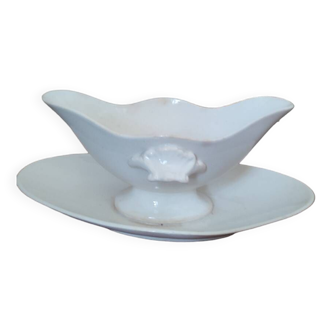 Gien opaque white porcelain gravy boat