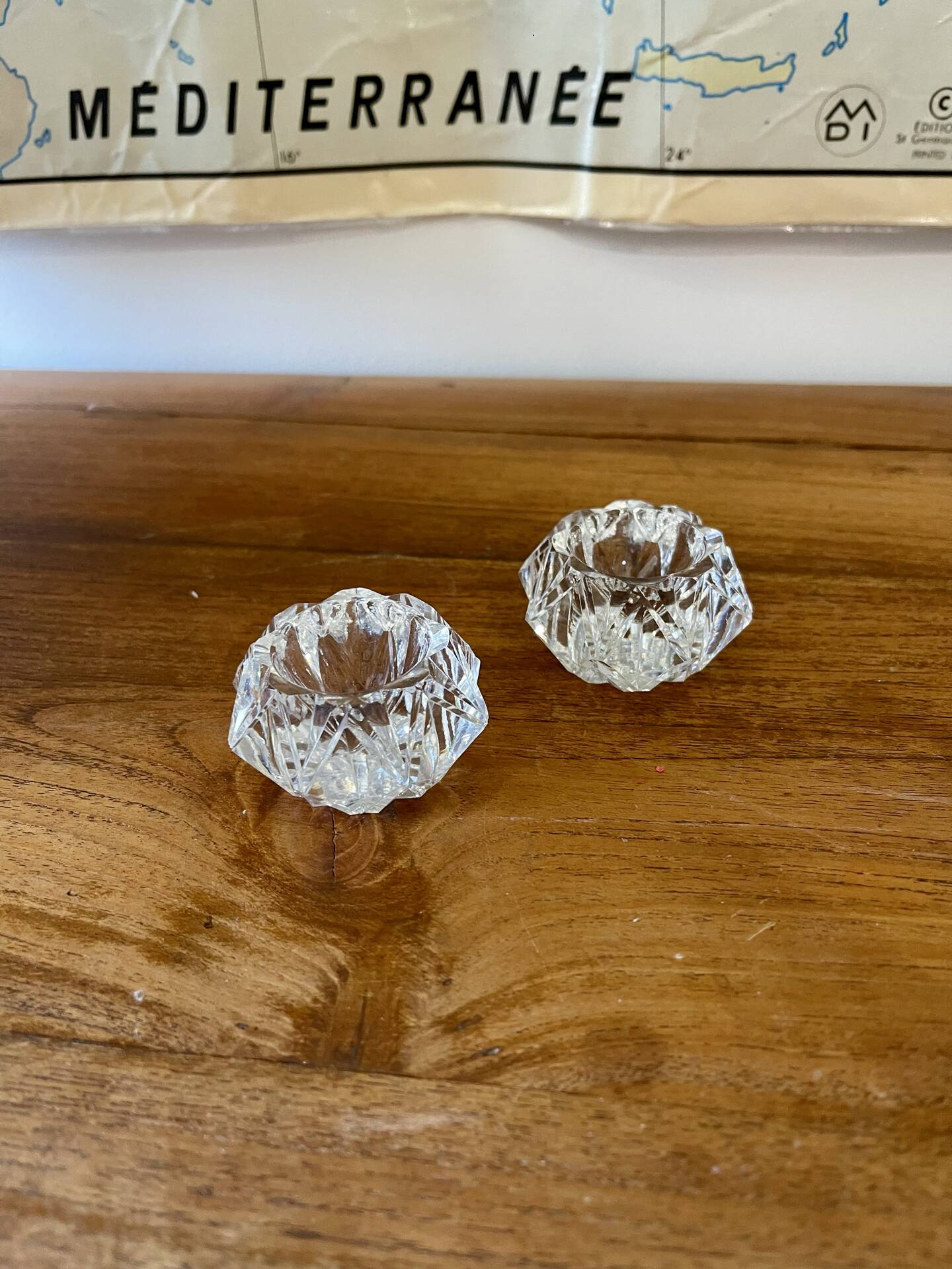 Pair of crystal salt shakers