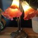 Lampe tulipe  pâte de verre style tyfany pied nénuphars style art nouveau
