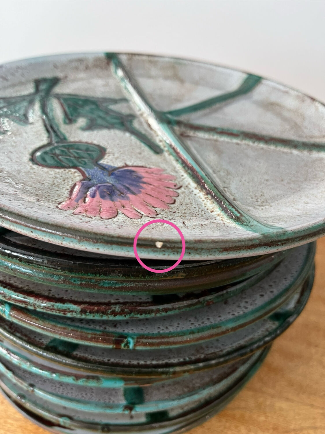 Set of 12 fondue plates "Chardon" Vallauris