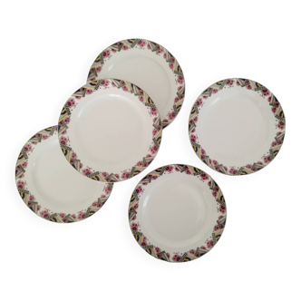 5 assiettes à dessert en Porcelaine de Limoges J.F. France